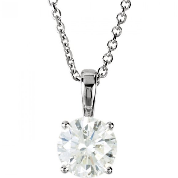 Round Diamond Pendant 14K White (0.36 Ct E Vs2 ) Gia C47204006